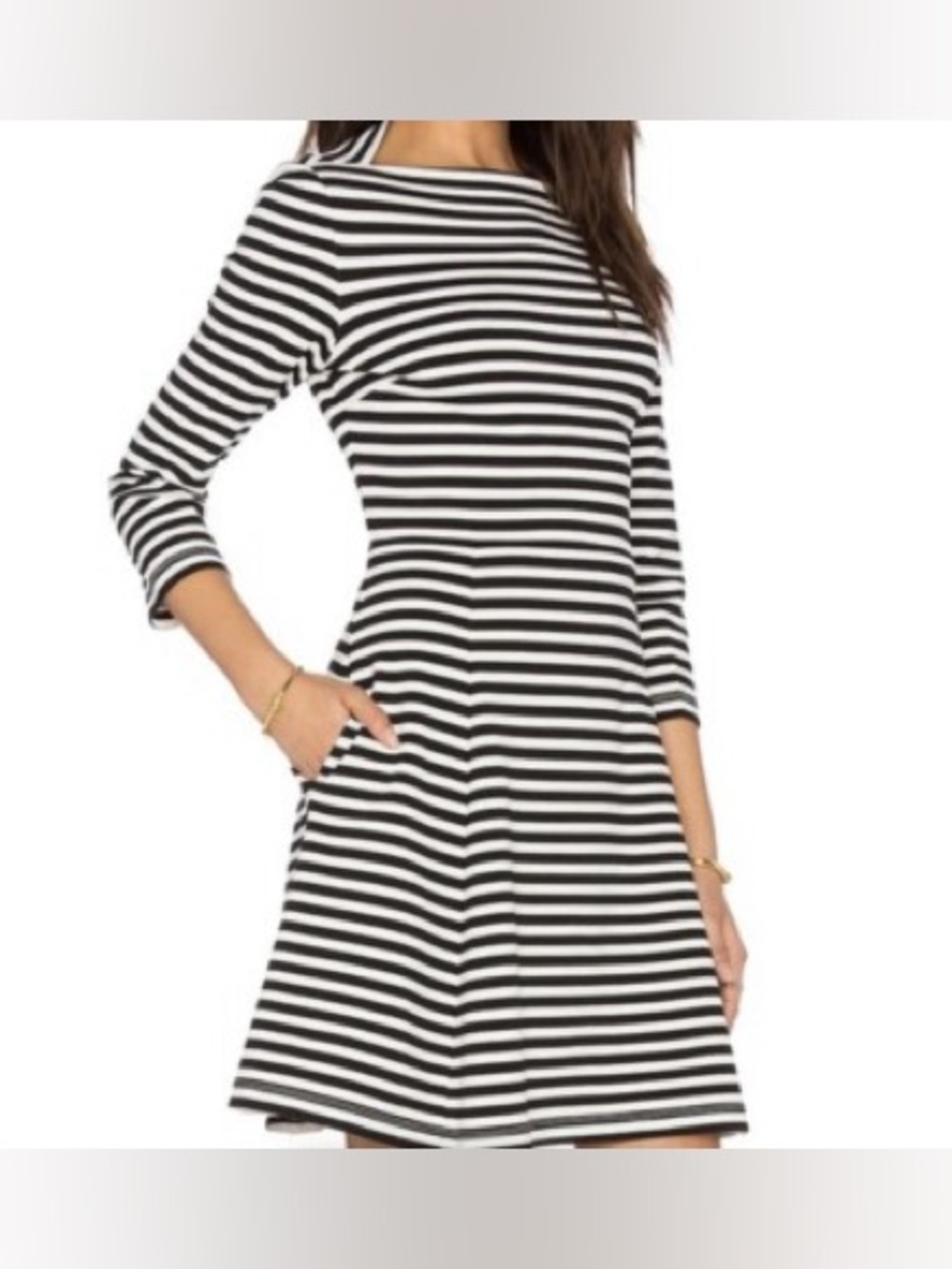 Kate Spade / Broome Street | Black-and-white Striped Dress, Medium